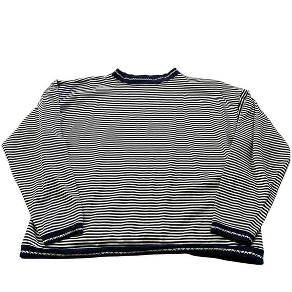 Gap Women's White & Blue Striped Print Long Sleeves Sweatshirt Size Medium - Picture 1 of 4